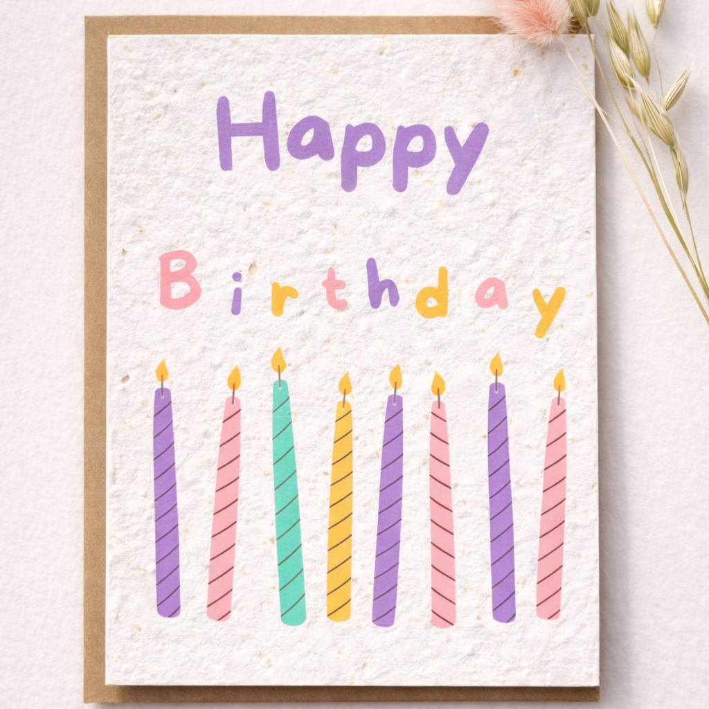 Seed Greeting Cards – Plantable Eco-Friendly Cards That Grow into Wildflowers, Birthday Candles