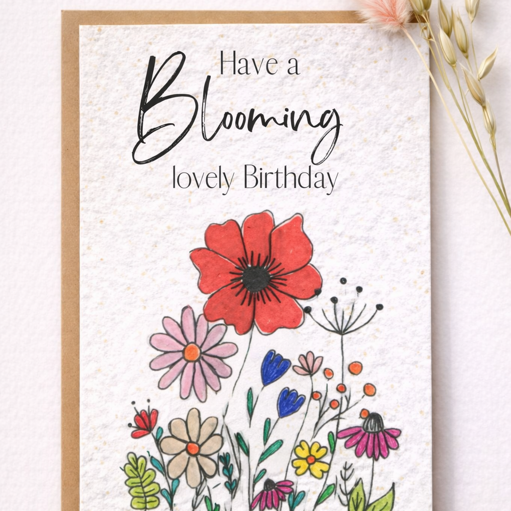 Seed Greeting Cards – Plantable Eco-Friendly Cards That Grow into Wildflowers, Blooming Lovely Birthday
