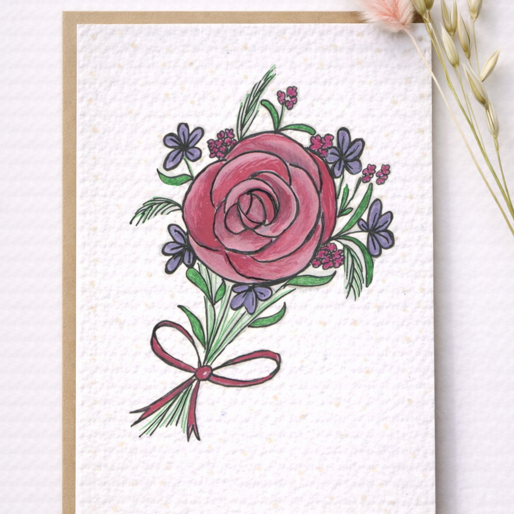 Seed Greeting Cards – Plantable Eco-Friendly Cards That Grow into Wildflowers, Pink Rose