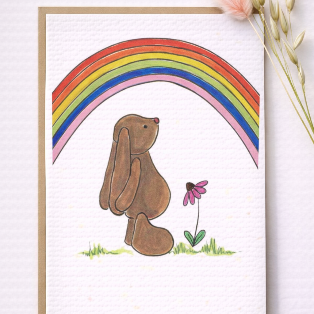 Seed Greeting Cards – Plantable Eco-Friendly Cards That Grow into Wildflowers, Rainbow Bunny