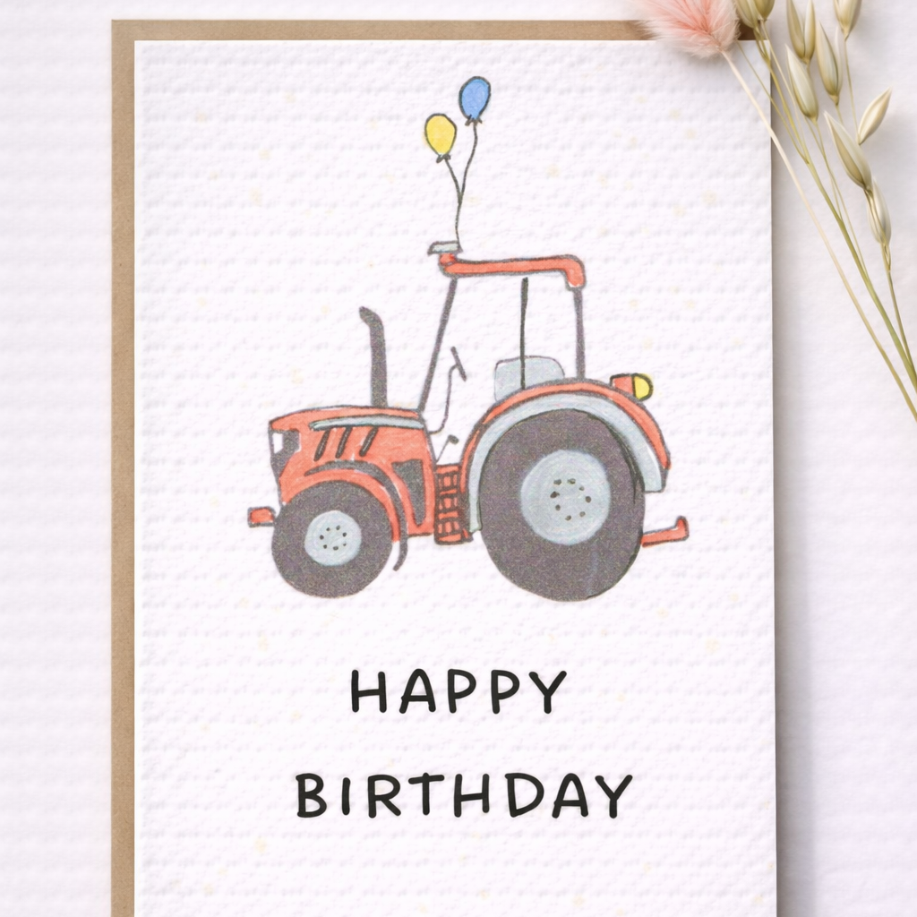 Seed Greeting Cards – Plantable Eco-Friendly Cards That Grow into Wildflowers, Happy Birthday Red Tractor