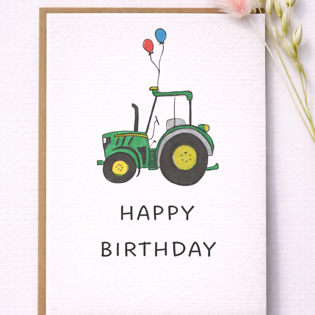 Seed Greeting Cards – Plantable Eco-Friendly Cards That Grow into Wildflowers, Happy Birthday Green Tractor
